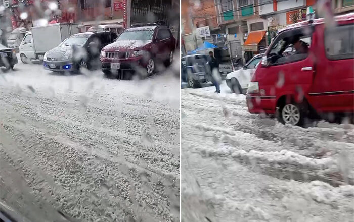 Granizada en El Alto interrumpe actividades y causa anegamientos en varias calles