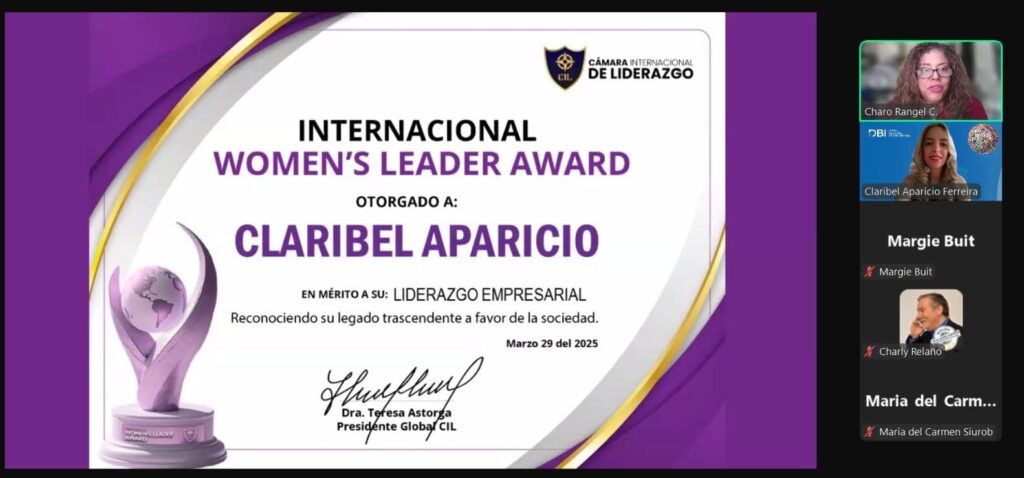 Cámara Internacional de Liderazgo distingue a Claribel Aparicio_bolivianueva