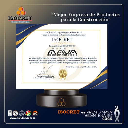 ISOCRET recibe el máximo reconocimiento en construcción en los Premios Maya Bicentenario 2025