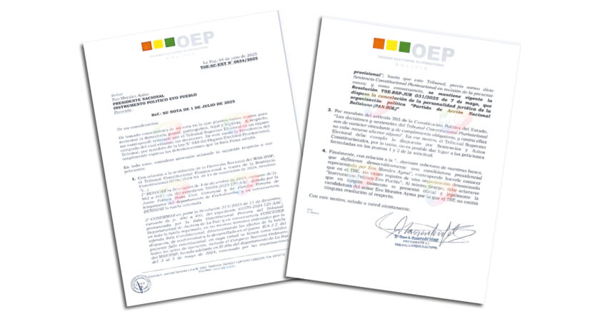 TSE rechaza las solicitudes de Evo Morales sobre sigla del MAS, PAN-BOL y candidatura presidencial