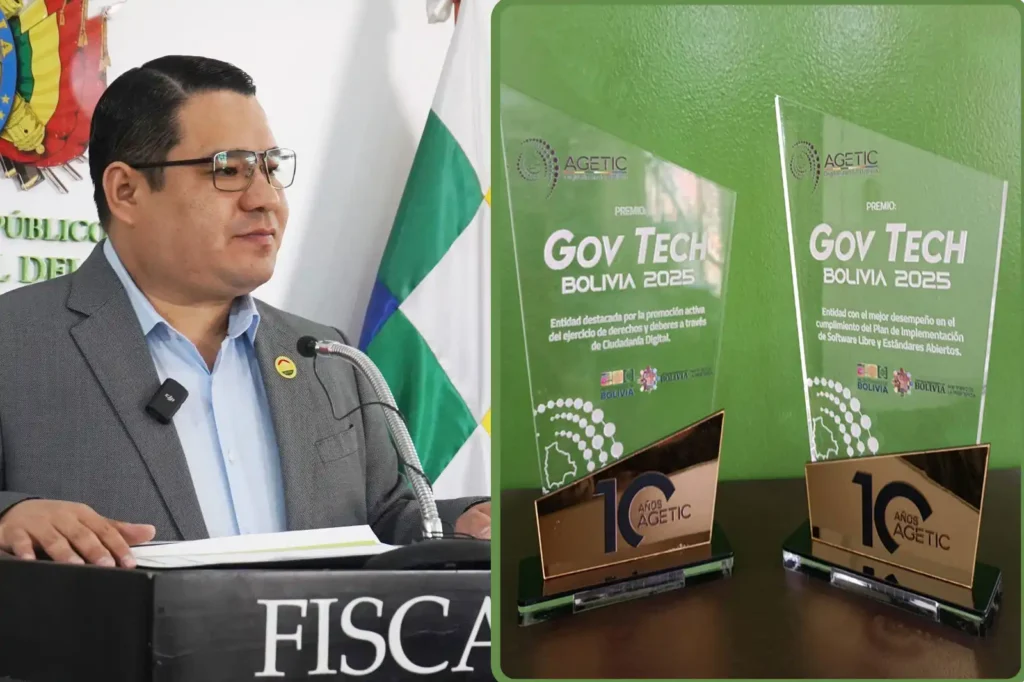 El Ministerio Público recibe el premio GovTech – Bolivia 2025 por el Ecosistema ROMA otorgado por la AGETIC