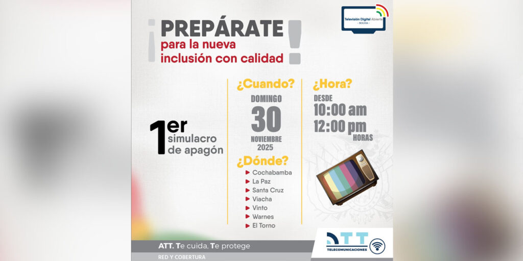 Bolivia realizará este domingo el primer simulacro del apagón analógico