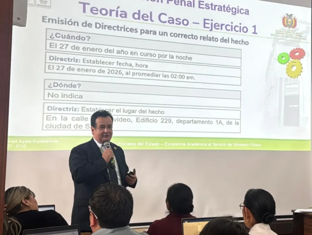 Escuela de Fiscales, Ministerio Público, formación fiscal, gestión del despacho, justicia en Bolivia