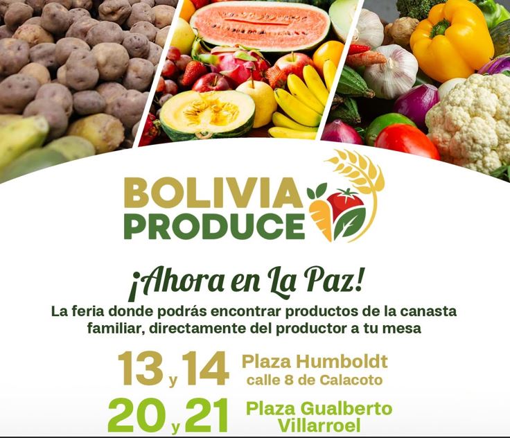 Feria Bolivia Produce ofrecerá alimentos a precio de productor este fin de semana en La Paz
