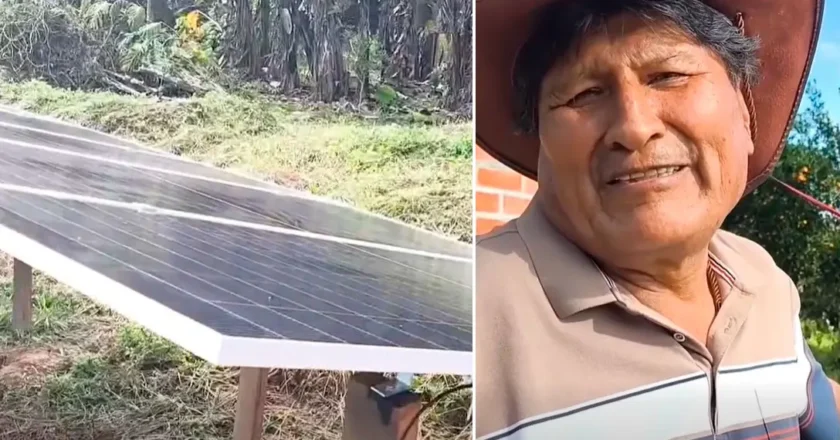 Evo Morales instala un panel solar en su propiedad del Trópico y anuncia que dejará de usar energía de Elfec